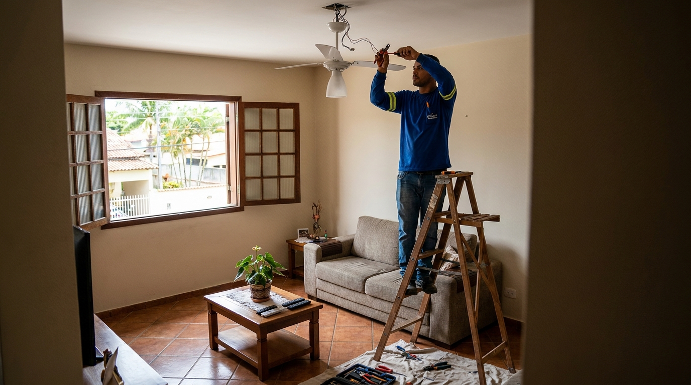 Instalacao de ventilador de teto profissional em Vitória‑ES