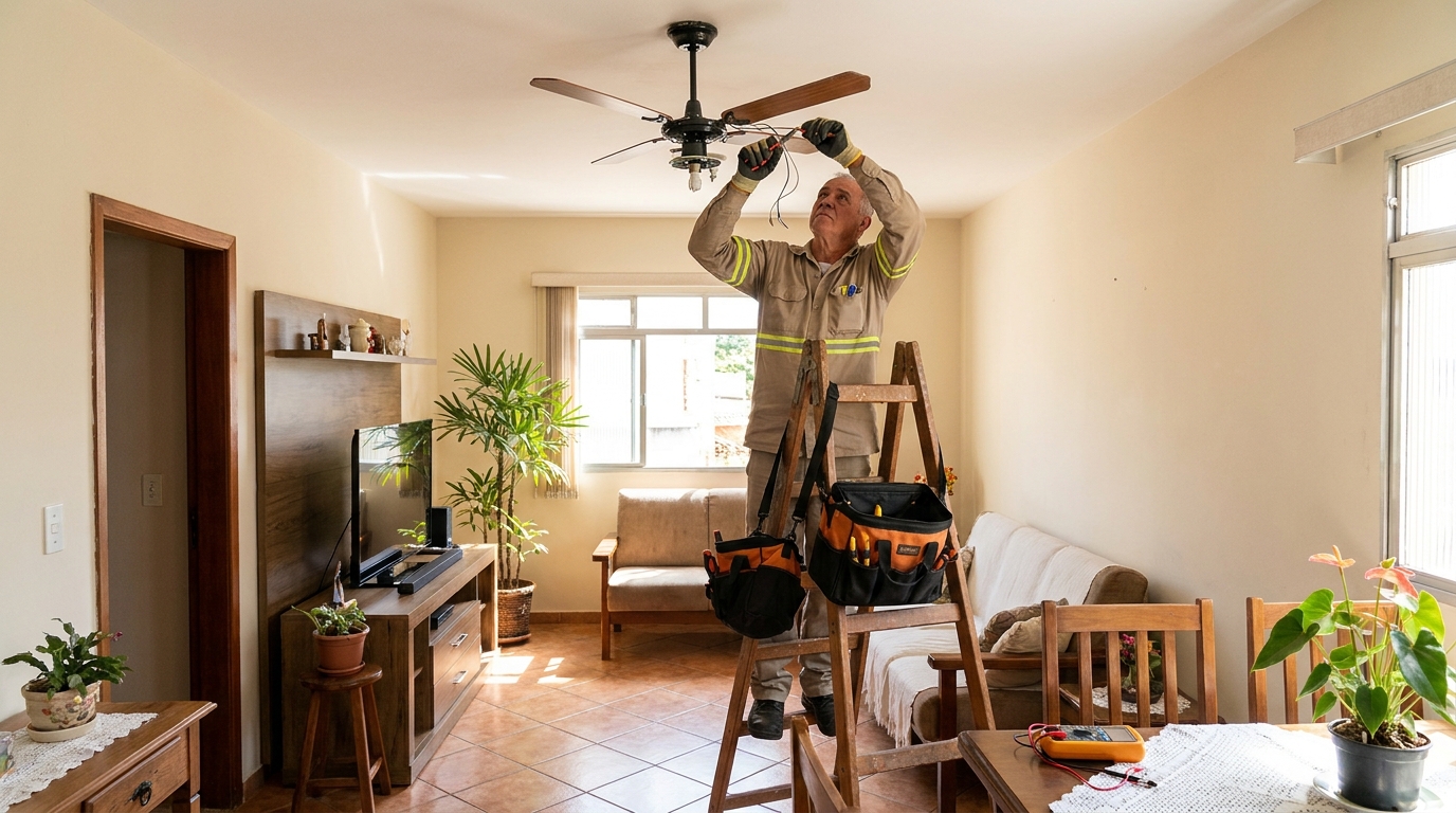 Montagem de ventilador de teto em Vitória‑ES
